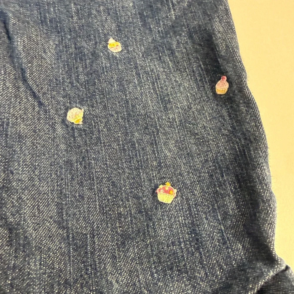 Vintage Y2K Gymboree Embroidered Cupcake Denim Overall Jumpsuit 6-12 month girl
